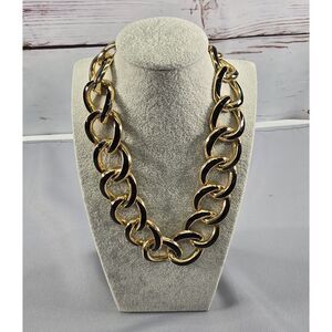 Vintage Black & Gold Tone 80s Signed Les‎ Bernard Chunky Chain Necklace